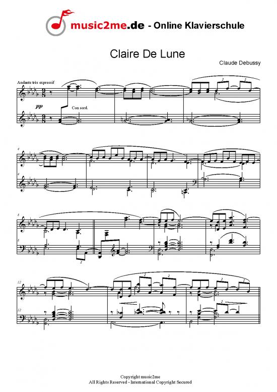 picture1_Clair De Lune Noten Claude Debussy