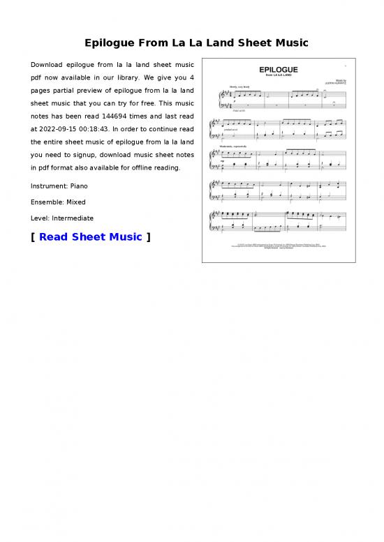 picture Piano Pdf 91255 | Epilogue From La La Land