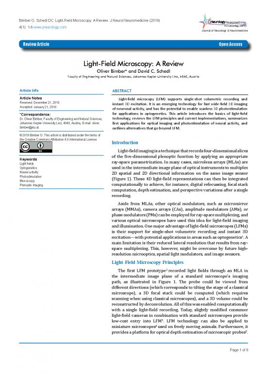 picture Light Microscopy Pdf 90030 | Lightfield Microscopy A Review