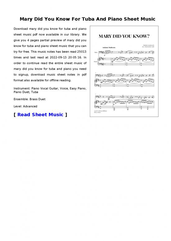 picture Piano Pdf 91262 | Mary Did You Know For Tuba And Piano
