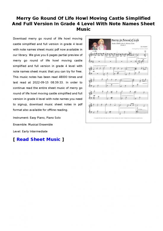 picture_Piano Pdf 91263 | Merry Go Round Of Life Howl Moving Castle Simplified And Full Version In Grade 4 Level With Note Names
