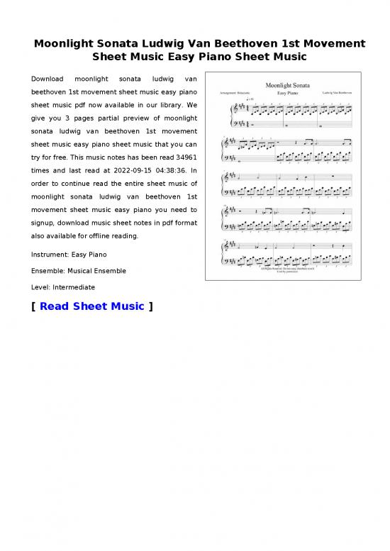 picture Piano Pdf 91265 | Moonlight Sonata Ludwig Van Beethoven 1st Movement Sheet Music Easy Piano
