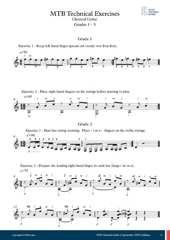 picture Classical Guitar Exercises Pdf 90237 | Mtb Technical Exercises Classical Guitar Grade 1 5