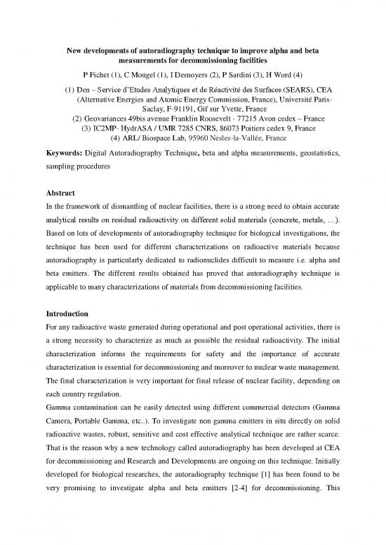 picture_Autoradiography Pdf 89777 | Paper P Fichet New Developments Of Autoradiography Technique To Improve Alpha And Beta Measurements For Decommissioning Facilities