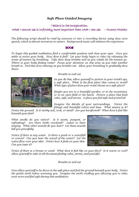 picture Guided Imagery Script Pdf 90870 | Safe Place Guided Imagery