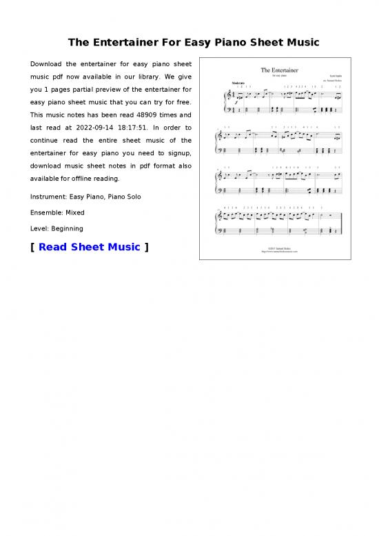 picture_Piano Pdf 91269 | The Entertainer For Easy Piano