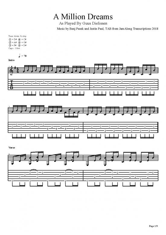 picture1_Music Therapy Pdf 91056 | The Greatest Showman A Million Dreams Guitar