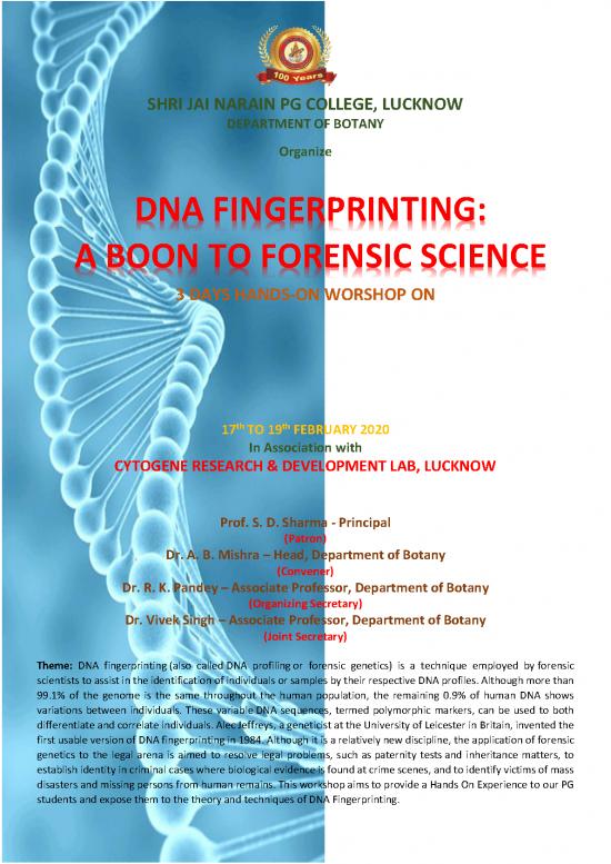 picture1_Workshop On Dna Fingerprinting 17 19 Feb 2020