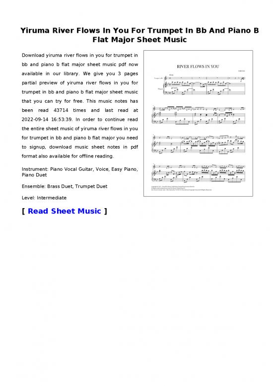 picture_Piano Pdf 91275 | Yiruma River Flows In You For Trumpet In Bb And Piano B Flat Major