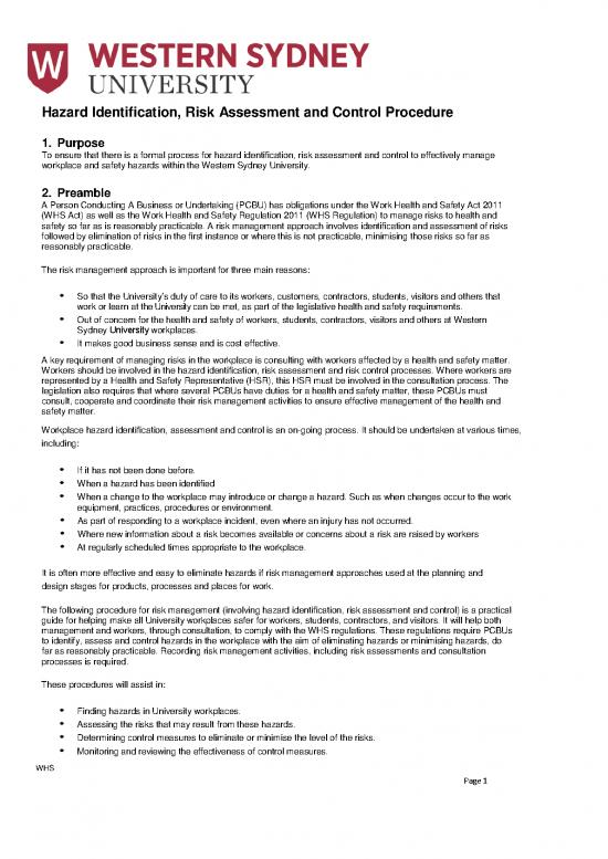 picture1_Business Regulation Pdf 92835 | 12917 Hazard Identification, Risk Assessment And Control Procedure