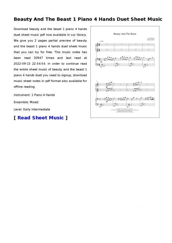picture_Piano Pdf 93433 | Beauty And The Beast 1 Piano 4 Hands Duet