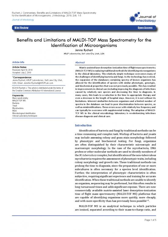 picture1_Journal Pdf 92076 | Benefits And Limitations Of Malditof Mass Spectrometry For The Identification Of Microorganisms