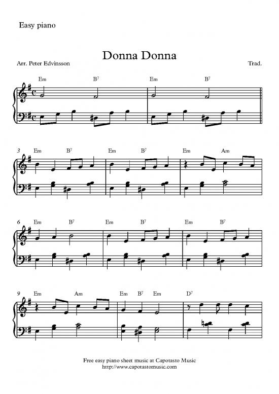 picture1_Piano Pdf 91805 | Donna Donna Easy Piano