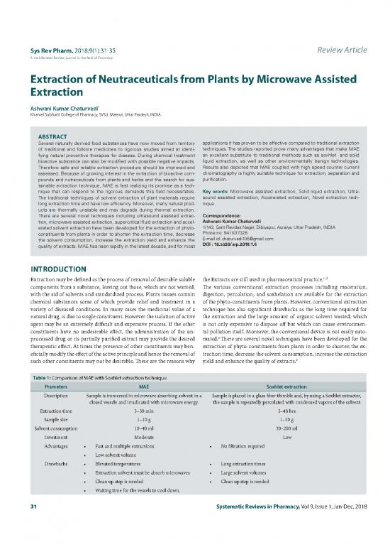 picture1_Soxhlet Extraction Procedure For Plants Pdf 92569 | Extraction Of Neutraceuticals From Plants By Microwave Assisted Extraction