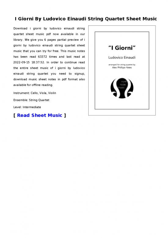 picture_Music Therapy Pdf 93444 | I Giorni By Ludovico Einaudi String Quartet