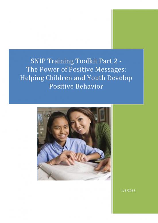 picture1_Inclusion Tool Kit Part 2 Power Of Positive Messages Helping Children And Youth Develop Positive Behavior