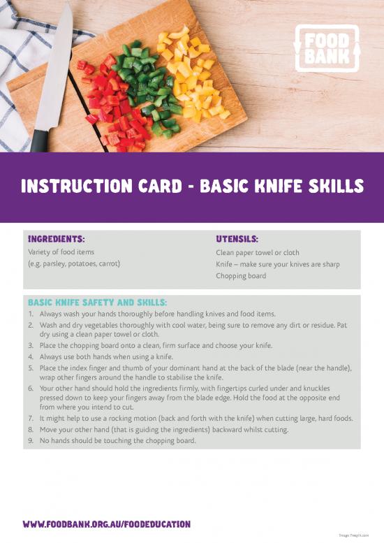 picture Basic Knife Skills Pdf 91931 | Instruction Card Basic Knife Skills