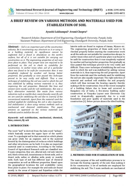 picture Soil Stabilization Methods Pdf 92089 | Irjet V5i3153