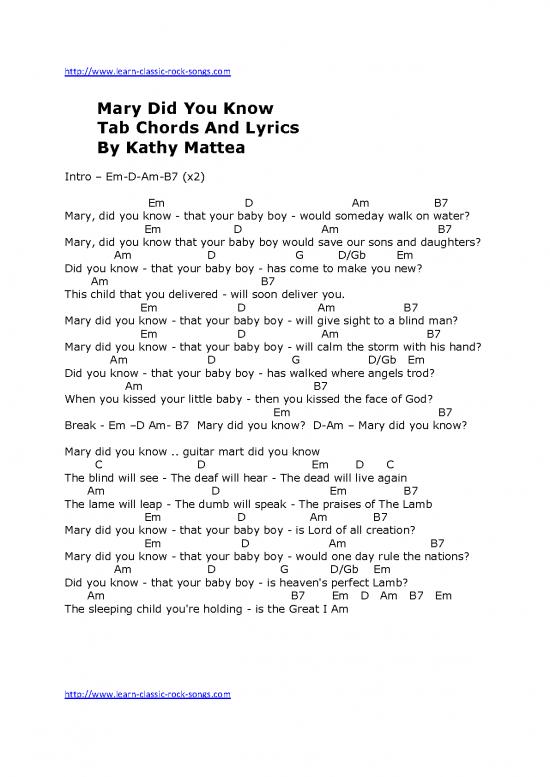 picture1_Mary Did You Know Tab By Kathy Mattea
