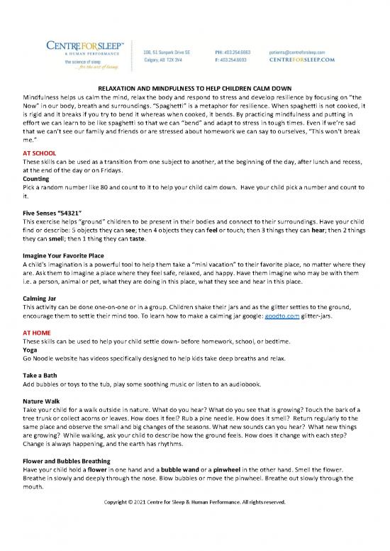 picture1_Metaphor Pdf 92783 | Relaxation And Mindfulness In Children