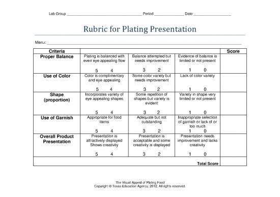 picture Group Therapy Pdf 92682 | Rubric For Plating Presentation