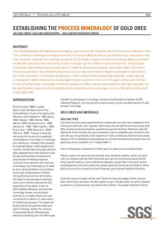 picture_The Presence Process Pdf 92440 | Sgs Min Tp2004 03 Process Mineralogy Of Gold Ores