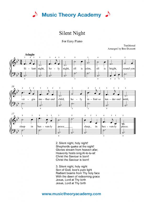 picture1_Piano Pdf 92257 | Silent Night Easy Piano Sheet Music
