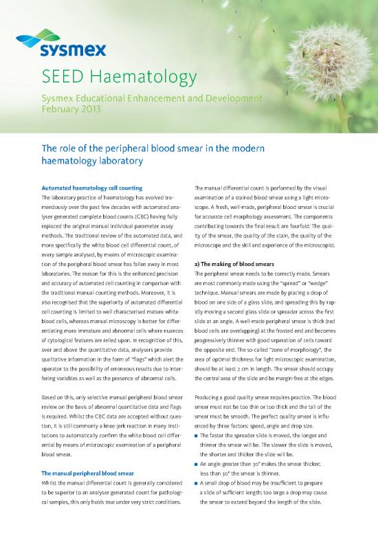picture_Sysmex Seed The Role Of The Peripheral Blood Smear In The Modern Haematology Laboratory