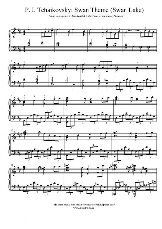 picture_Piano Pdf 92373 | Tchaikovsky Lago Dei Cigni