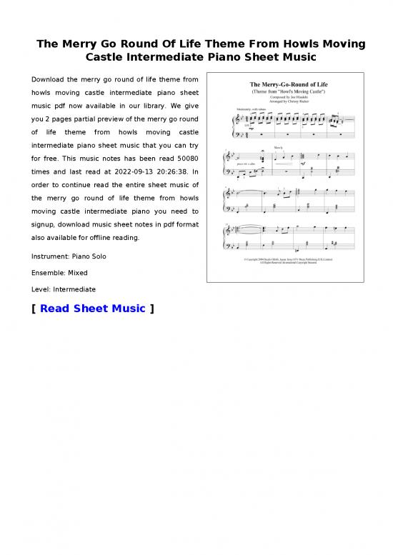 picture_Piano Pdf 93458 | The Merry Go Round Of Life Theme From Howls Moving Castle Intermediate Piano