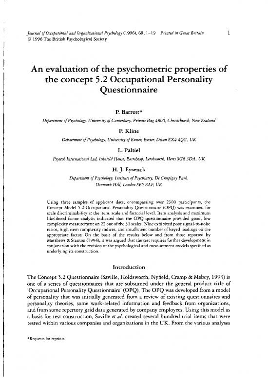 picture Personality Pdf 95994 | 1996 Barrett Kline Et Al   An Evaluation Of The Psychometric Properties Of The