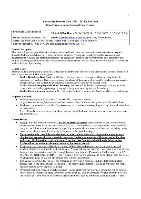 picture Personality Pdf 95823 | 2021 Fall 3430 Asynchronous