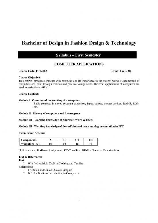 picture1_Fashion Pdf 95438 | Bachelor Of Design In Fashion Design (syllabus) 2018