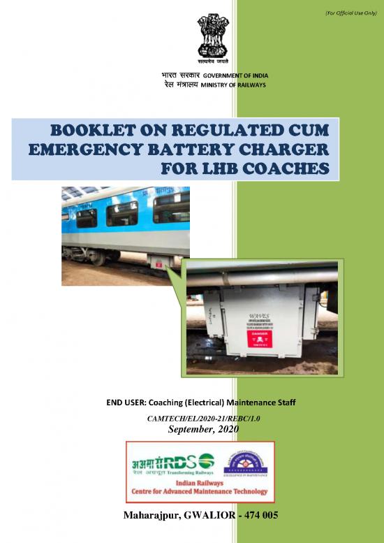 picture1_Booklet On Regulated Cum Emergency Battery Charger Of Lhb Coaches