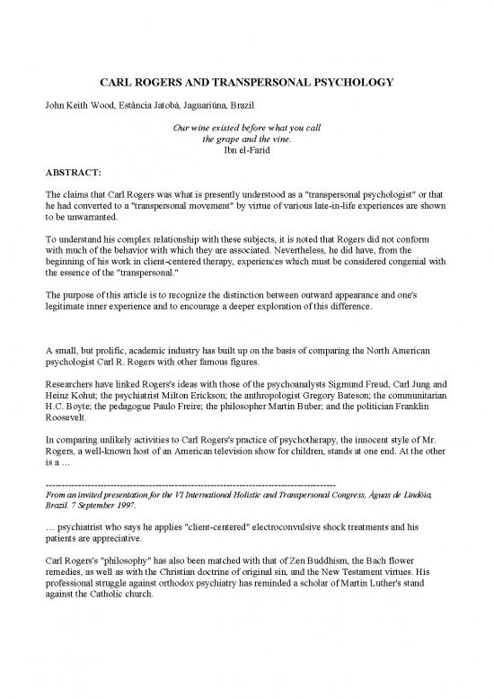 picture_Carl Rogers Theory Pdf 96075 | Carl Rogers And Transpersonal Psychology John  Wood