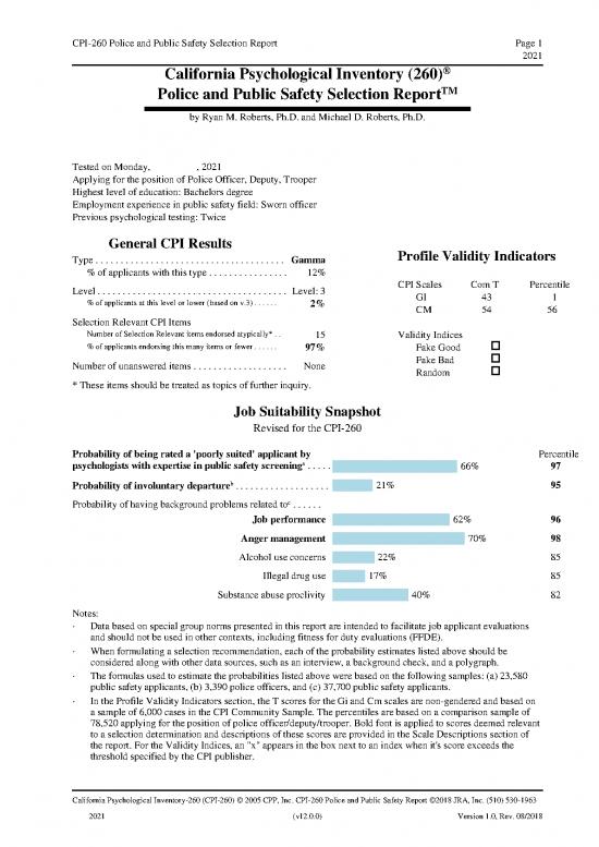 picture California Psychological Inventory Pdf 97088 | Cpi 260 Ppsr Sample