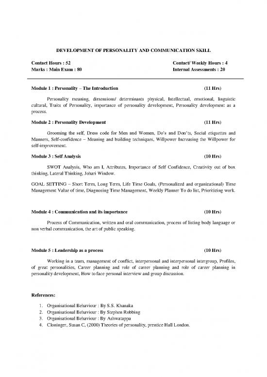 picture Personality Pdf 96558 | Development Of Personality & Communication Skills  3rd Semester (compulsory Paper) Syllabus 2018 19 Onwards