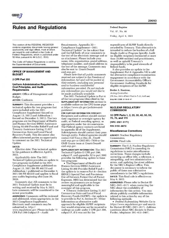 picture Treasury Regulations Pdf 95118 | Fr Notice 2021 Compliance Supplement Technical Update 04 08 22