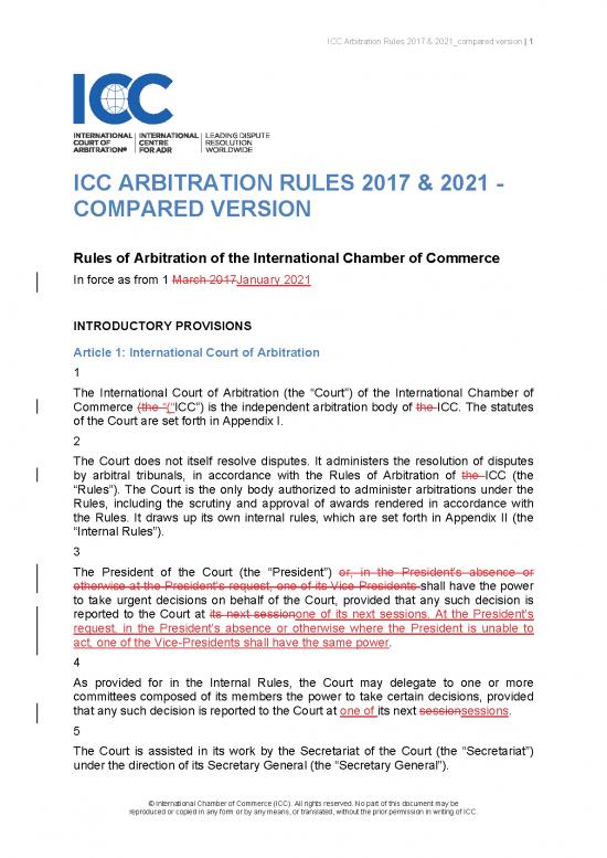 picture Icc Rules 2021 Pdf 94928 | Icc 2021 2017 Arbitration Rules Compared Version
