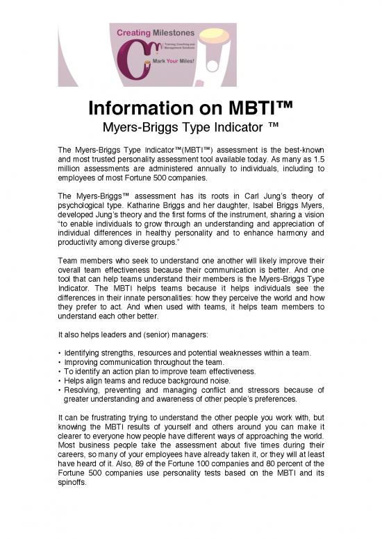 picture_Personality Pdf 95882 | Information On Mbti&trade; Creating Milestones Masterclass