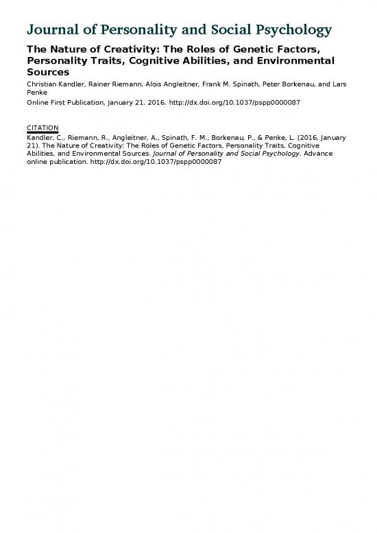 picture Personality Pdf 97103 | Kandler Et Al In Press   The Nature Of Creativity