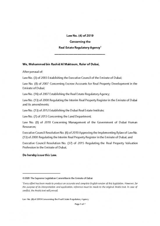picture_Law N (4) Of 2019 Concerning The Real Estate Regulatory Agency