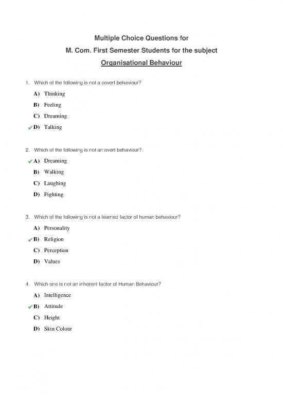 picture Personality Pdf 97120 | Multiple Choice Questions For Organisational Behaviour
