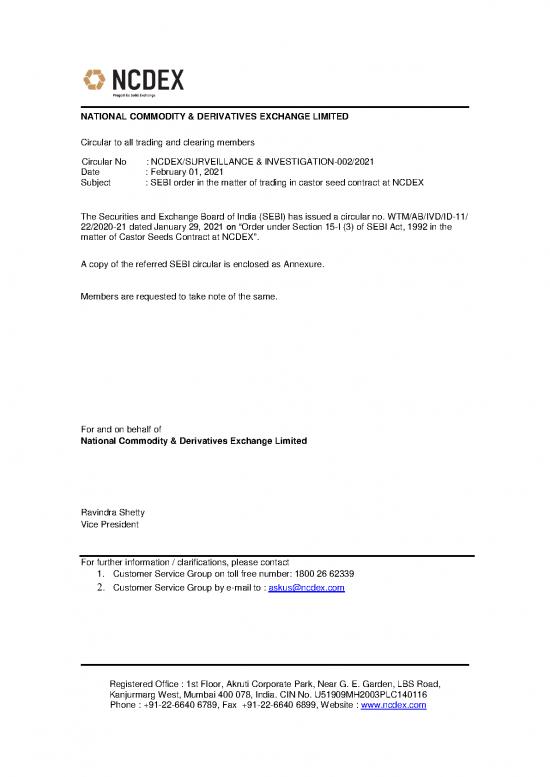 picture Sebi Act Pdf 94987 | Order Under Section 15 I (3) Of Sebi Act, 1992 In The Matter Of Castor Seeds Contract At Ncdex 1612183523