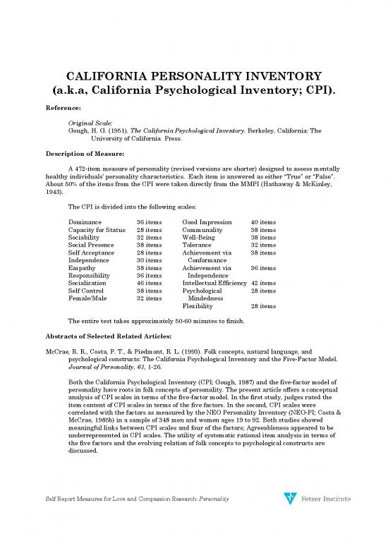 picture Personality Pdf 96233 | Personality Californiapersonalityinventory