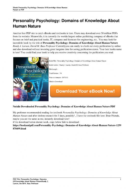 picture1_Personality Pdf 95981 | Personality Psychology Domains Of Knowledge About Human Nature By Randy J Larsen David M Buss Pr