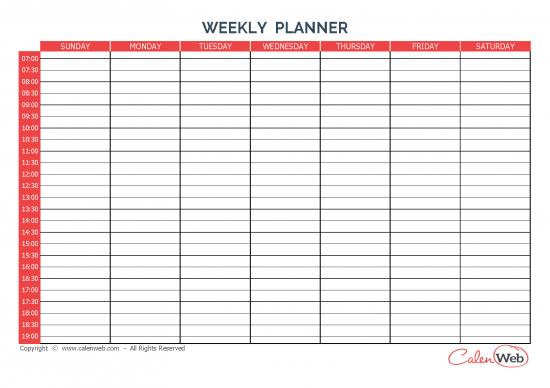 picture Weekly Planner Template Pdf 94663 | Printable Weekly Planner 7 Days Sunday