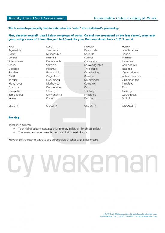 picture Personality Pdf 97008 | Reality Based Self Assessment