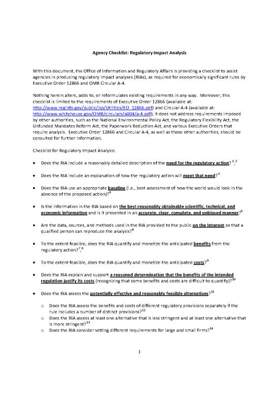 picture Regulatory Impact Analysis Pdf 95778 | Ria Checklist