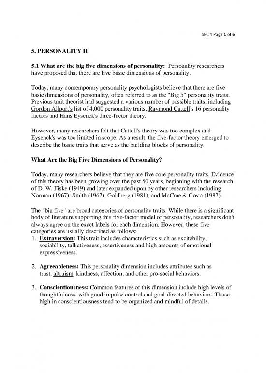 picture Personality Pdf 96138 | Sec 5 Life